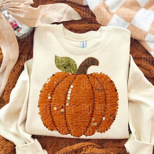 Faux Yarn Sequin Pumpkin 00317