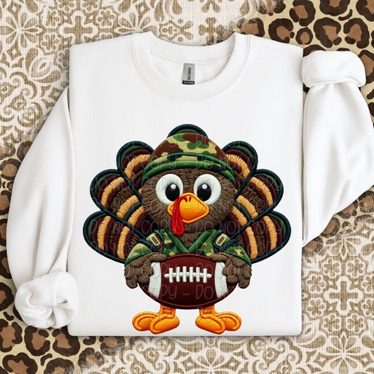 Faux Yarn Camo Turkey Football 00399
