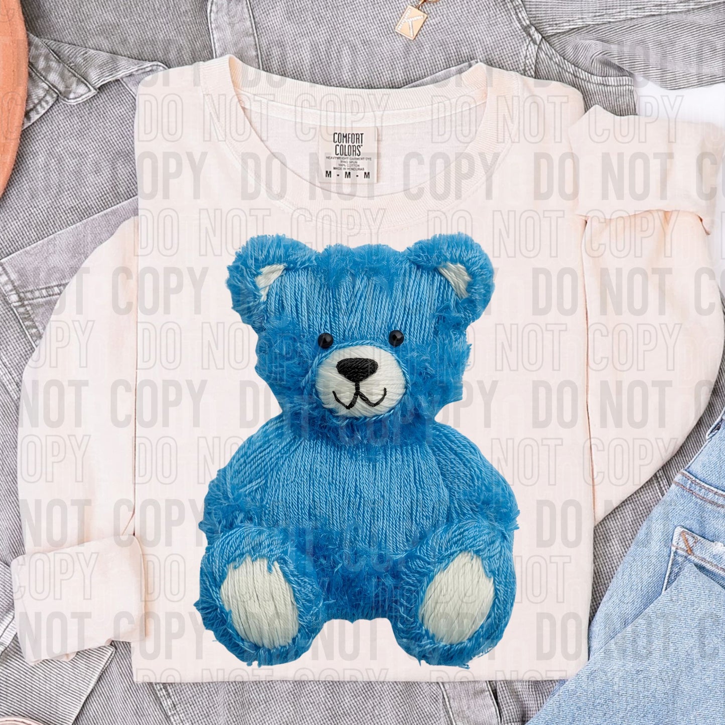 Faux Yarn Blue Bear 00194