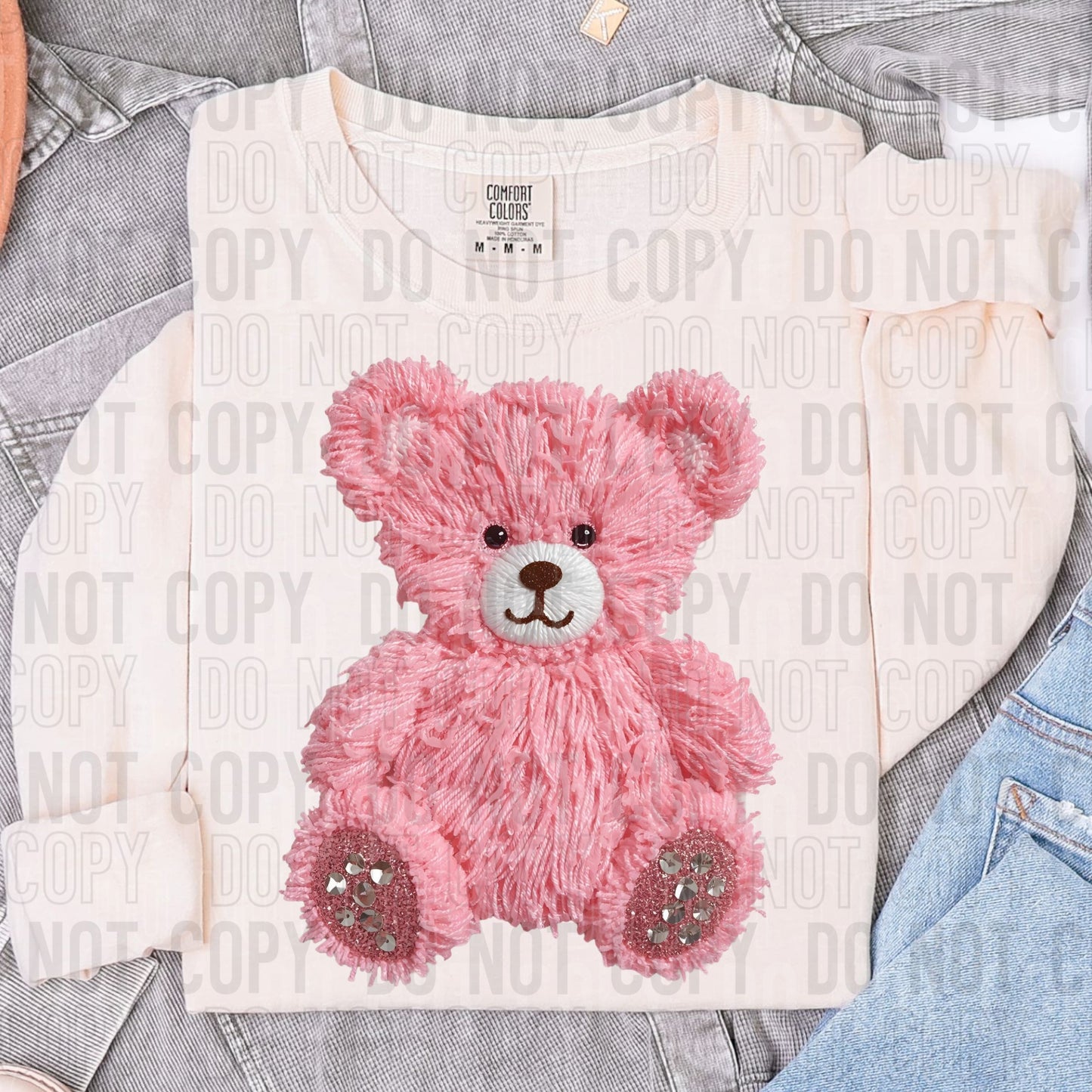 Faux Yarn Pink Bear 00195