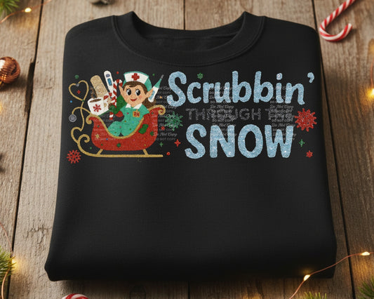 Faux Yarn Elf Scrubbin Through the Snow 00246