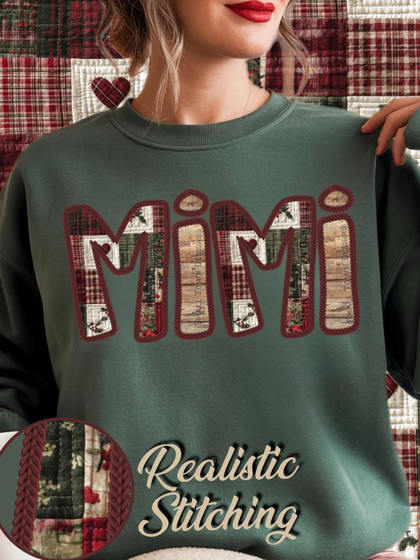 Faux Quilted Christmas Name Titles (Choose Yours) 07011