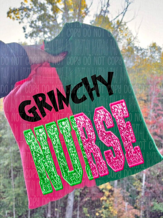 Split Sequin Grinchy Nurse 00230