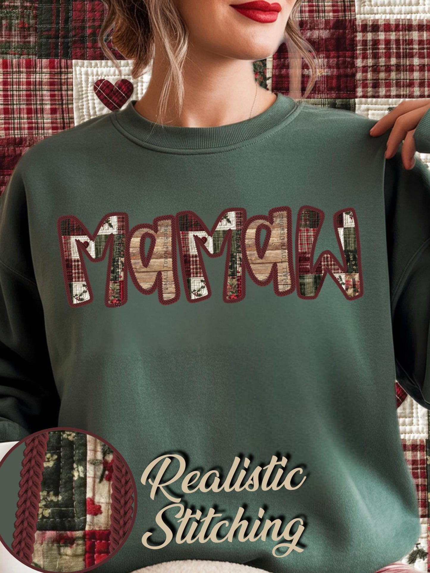 Faux Quilted Christmas Name Titles (Choose Yours) 07011