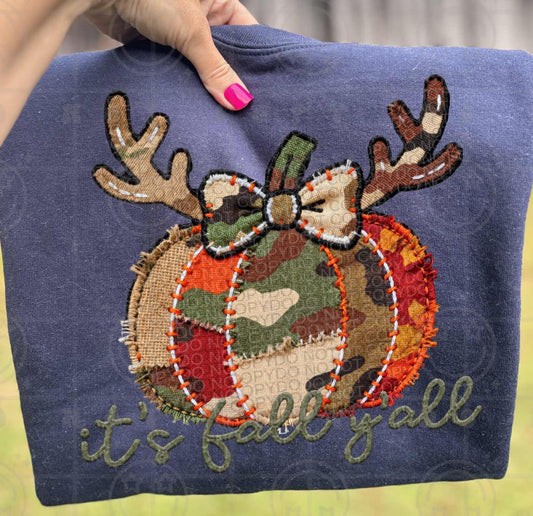 Faux It's Fall Y'all Camo Pumpkin 00250