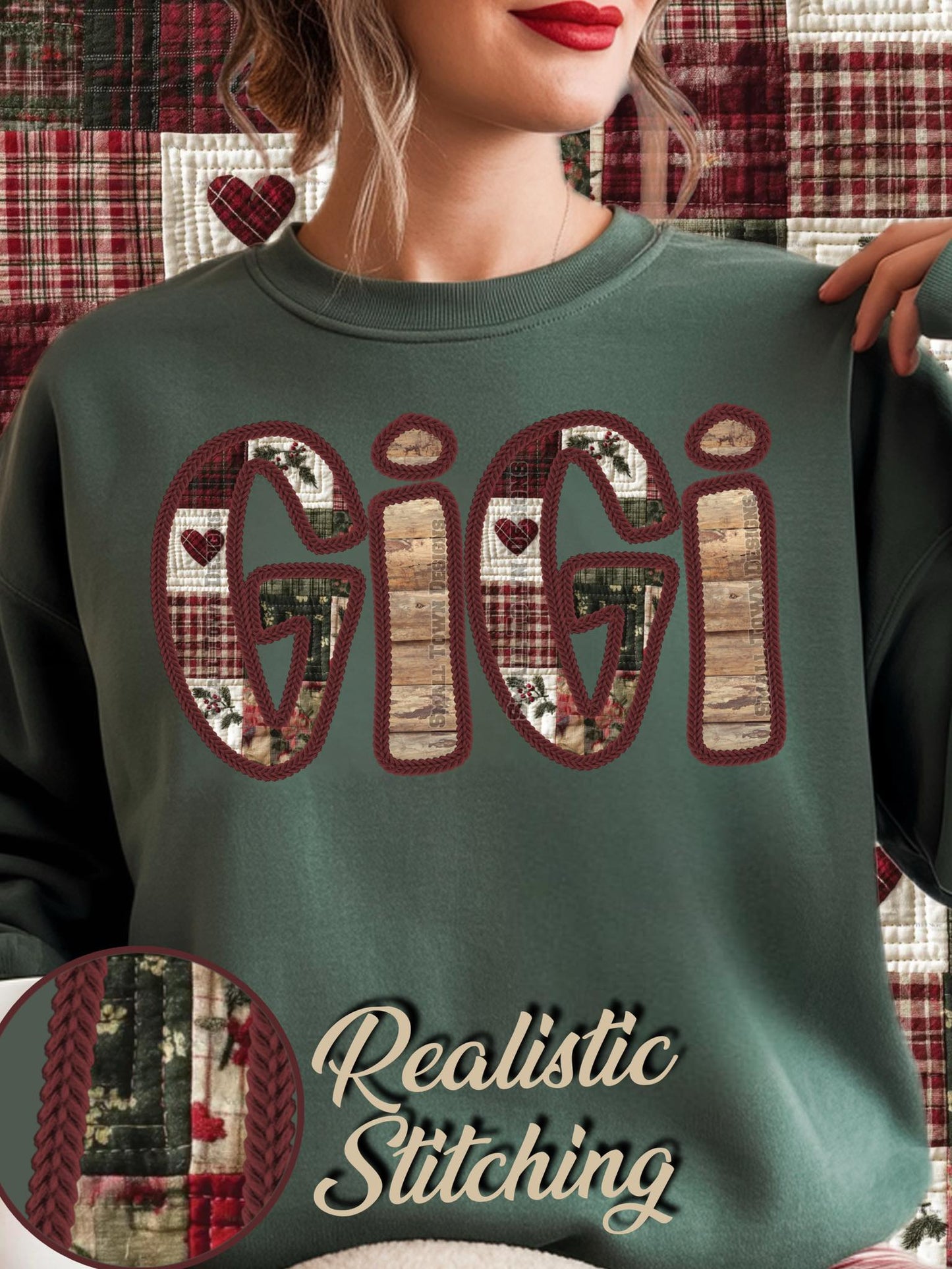 Faux Quilted Christmas Name Titles (Choose Yours) 07011
