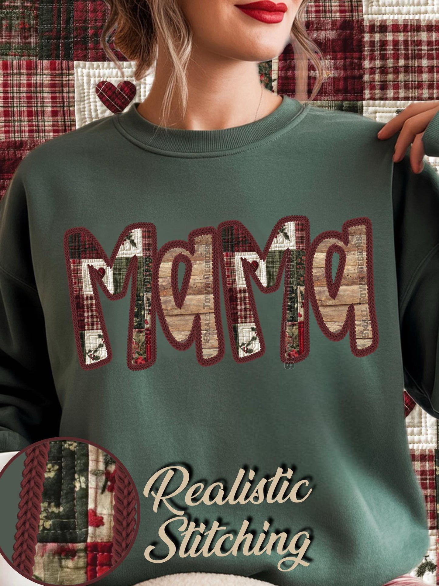Faux Quilted Christmas Name Titles (Choose Yours) 07011