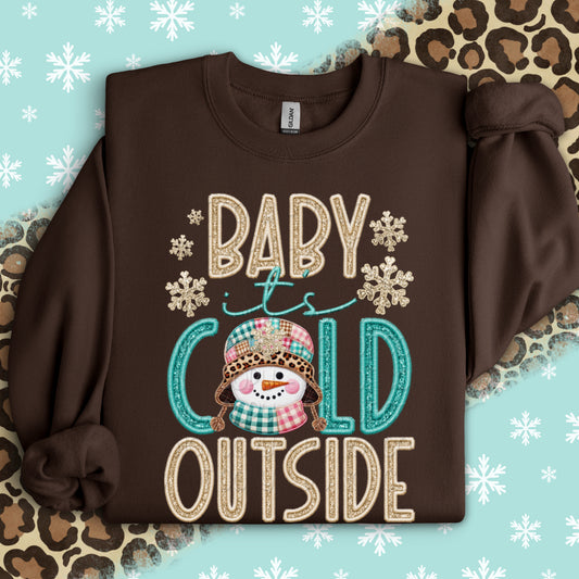 Faux Embroidery Snowman Baby It's Cold Outside 00068