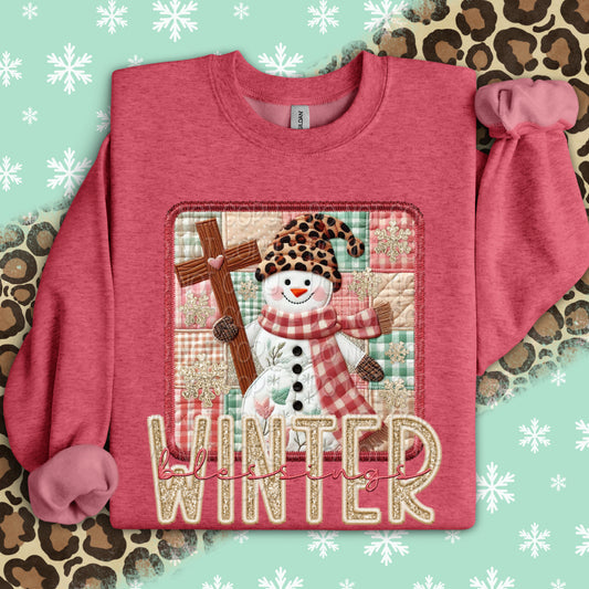 Faux Embroidery Snowman Winter Blessings 00070