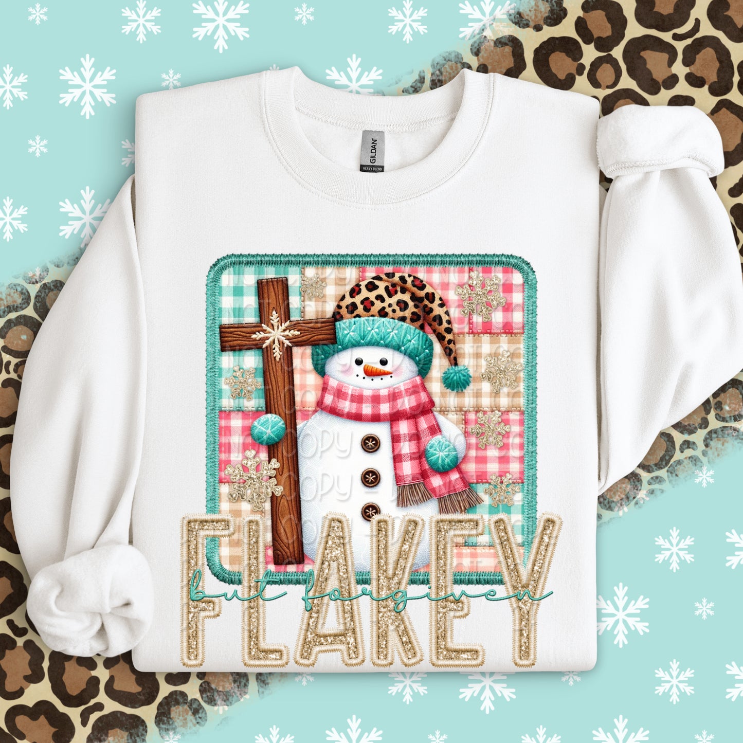 Faux Embroidery Snowman Flakey But Forgiven 00072