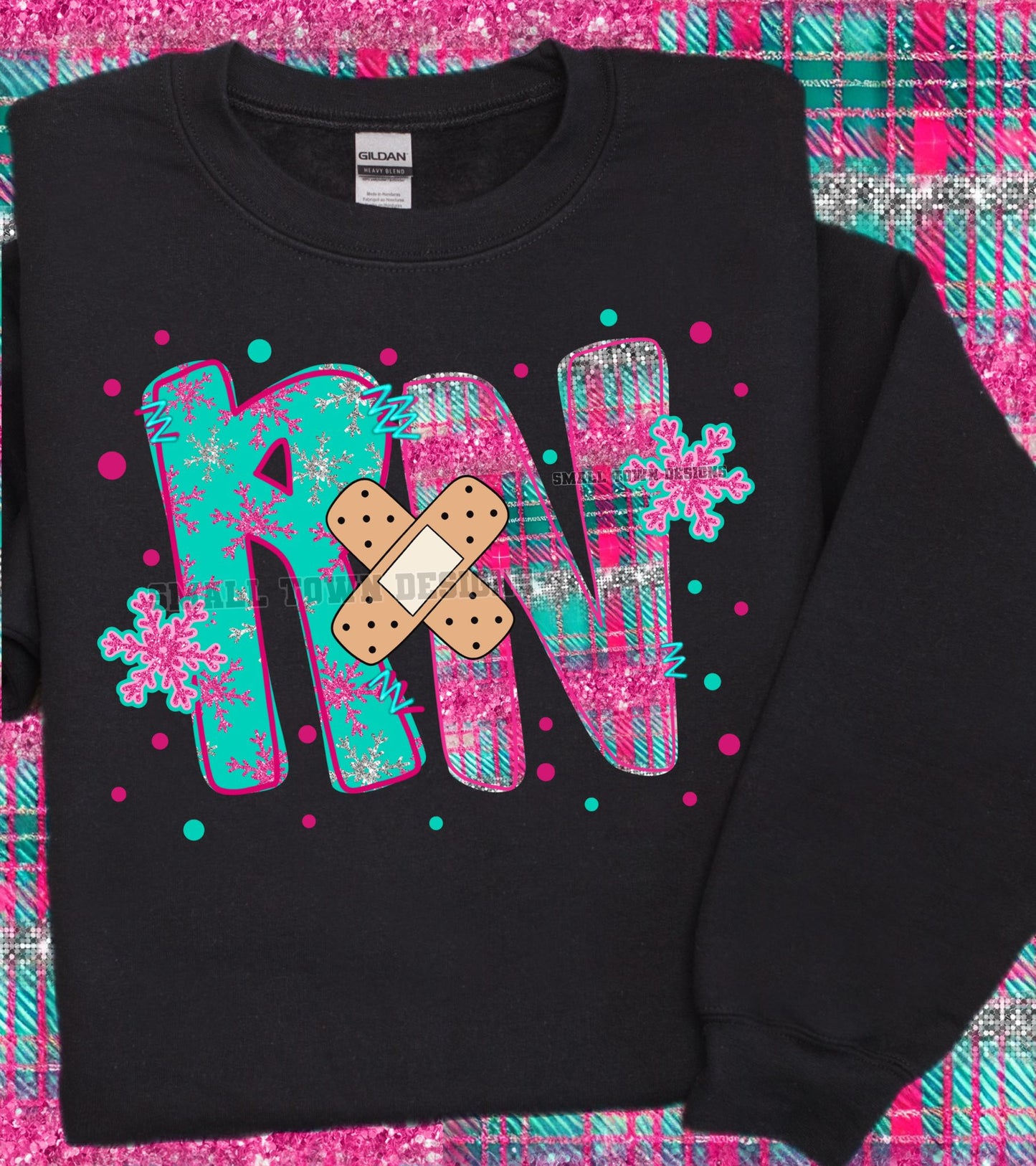 Pink Teal Snowflake Christmas Name Titles (Choose Yours) 07012