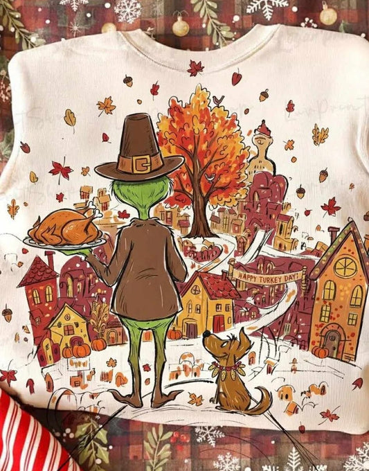 Green Guy Thanksgiving Village 06739