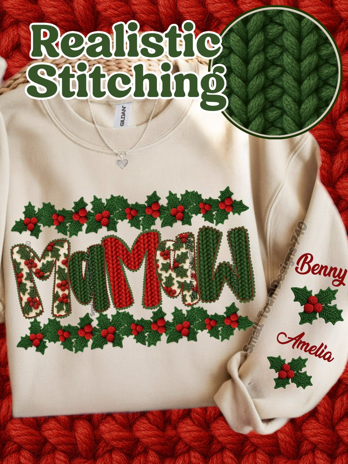 Faux Holly Christmas Name Titles (Choose Yours) 07013