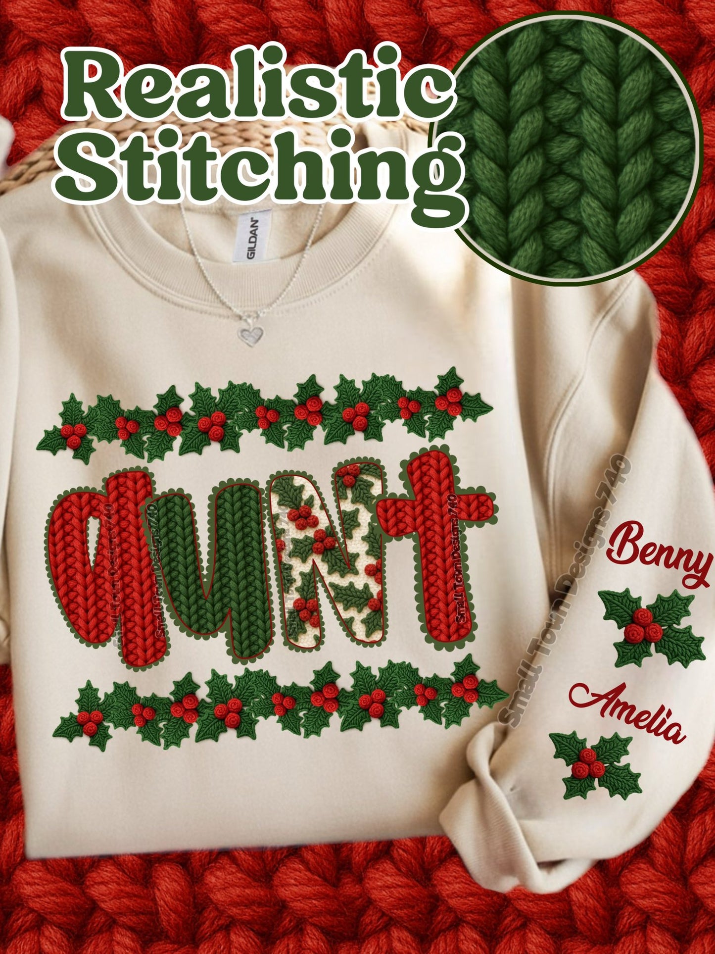 Faux Holly Christmas Name Titles (Choose Yours) 07013