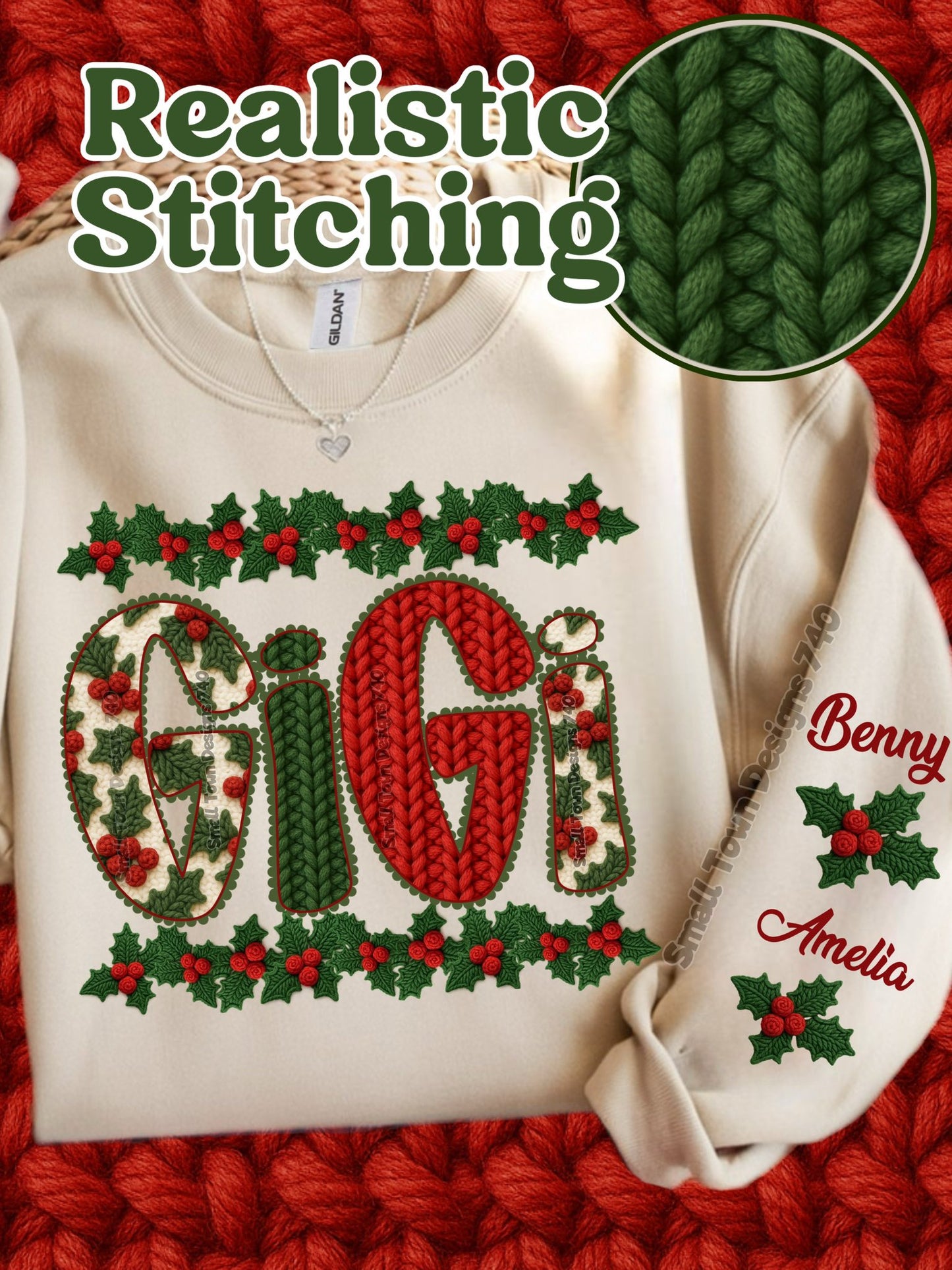 Faux Holly Christmas Name Titles (Choose Yours) 07013
