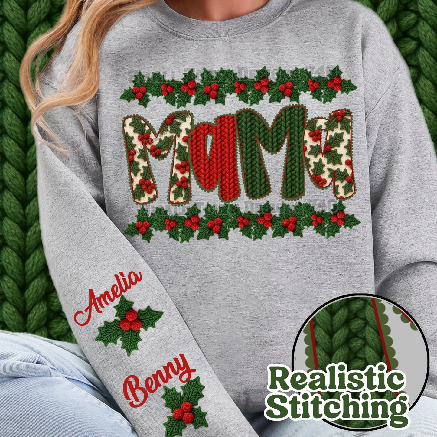 Faux Holly Christmas Name Titles (Choose Yours) 07013