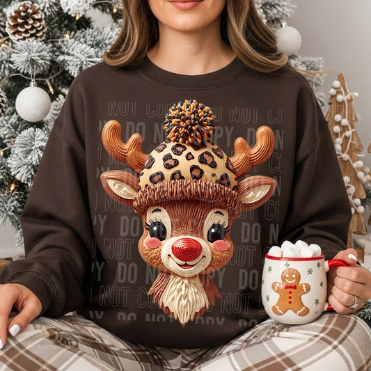 Faux Reindeer Leopard Hat 06694