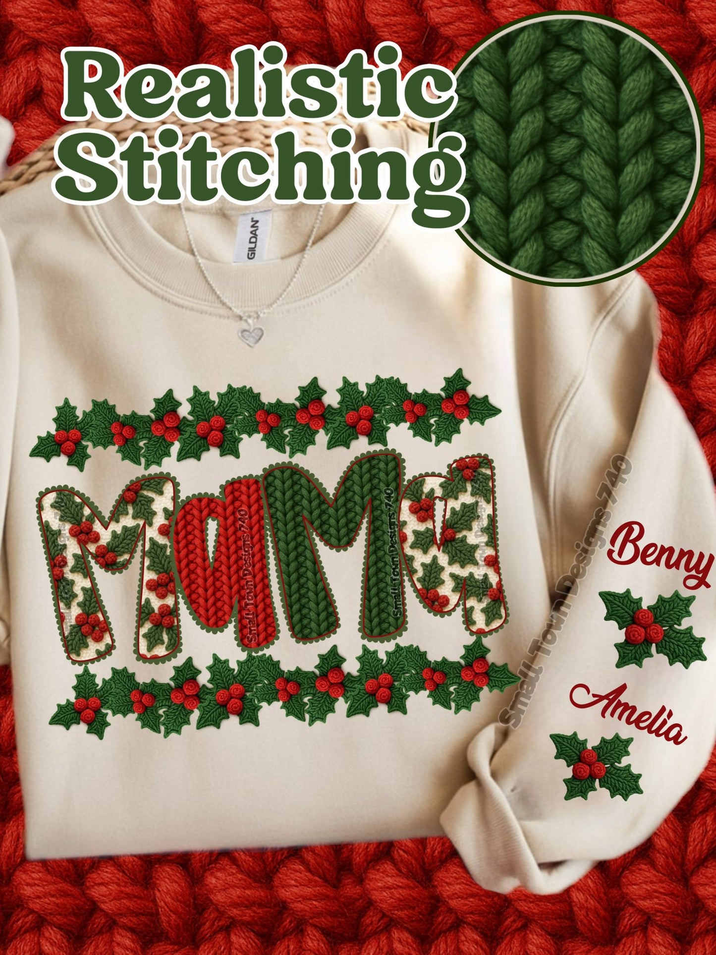 Faux Holly Christmas Name Titles (Choose Yours) 07013