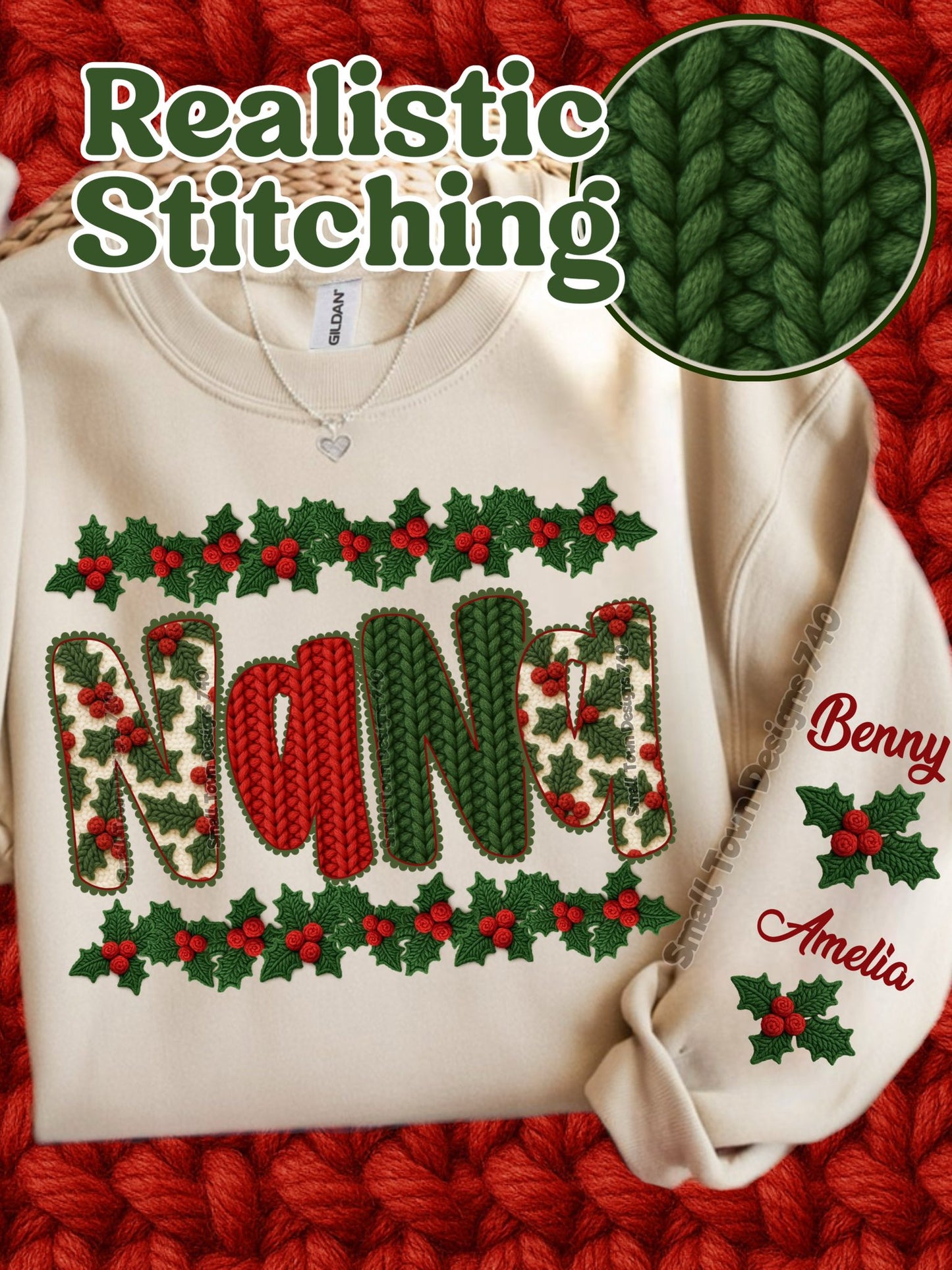 Faux Holly Christmas Name Titles (Choose Yours) 07013
