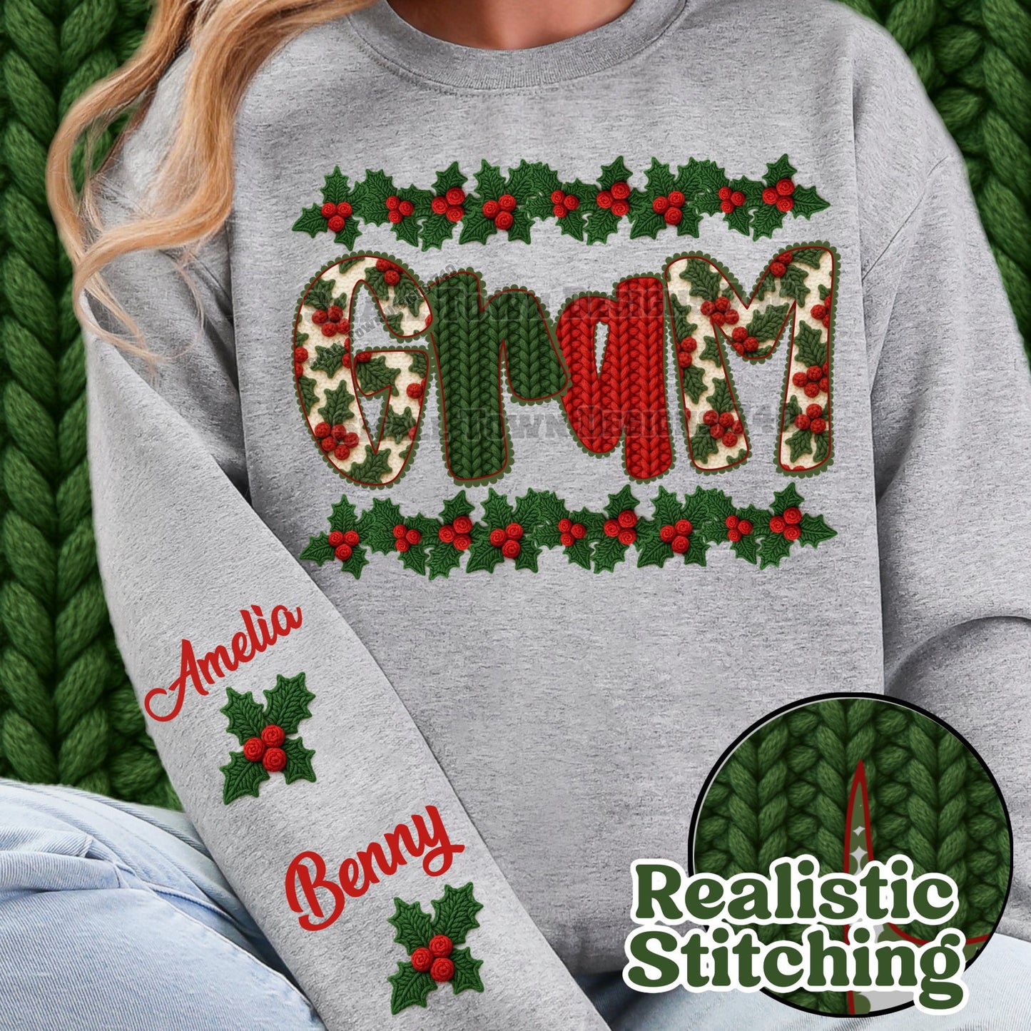 Faux Holly Christmas Name Titles (Choose Yours) 07013