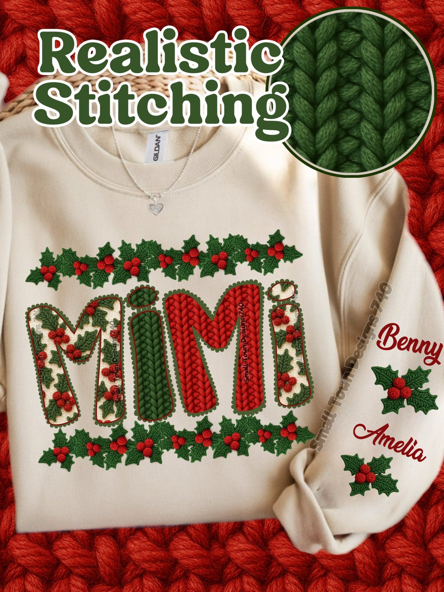 Faux Holly Christmas Name Titles (Choose Yours) 07013