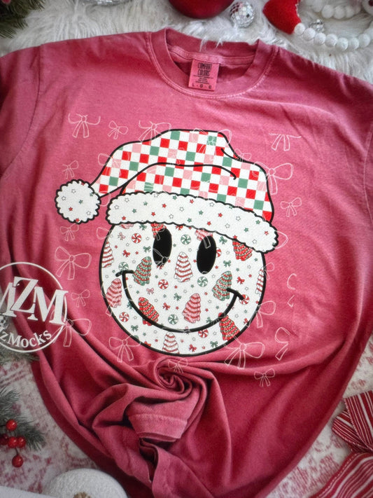 Christmas Happy Face Checkered Santa Hat 07092