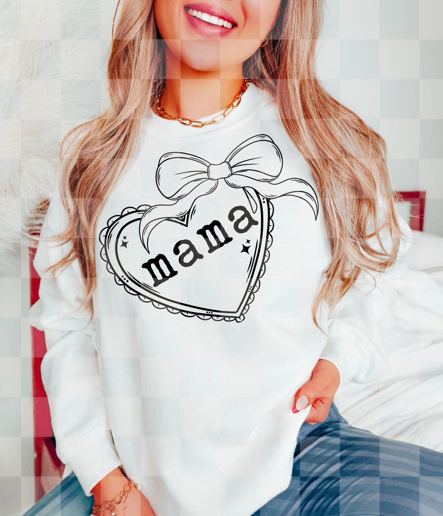 Mama Lace Bow Heart Color Dropdown 06858