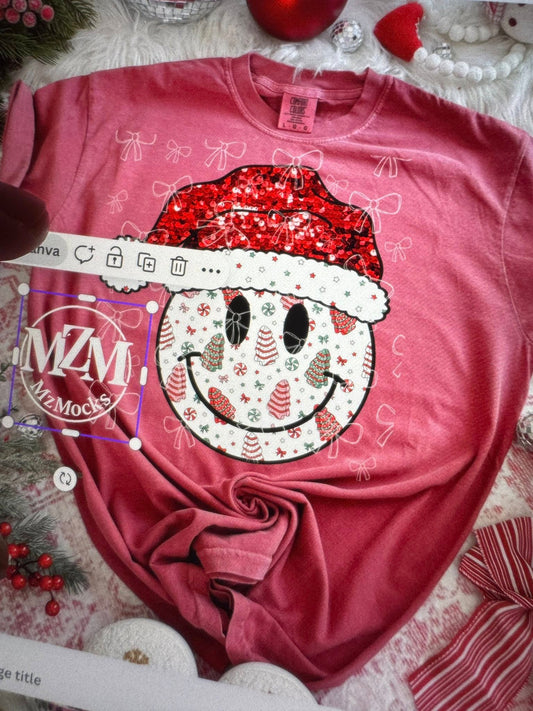Christmas Happy Face Sequin Santa Hat 07091