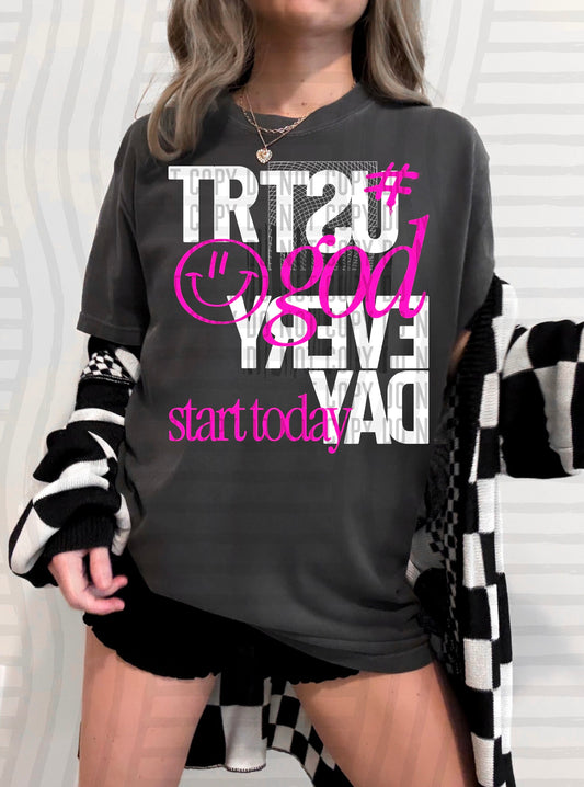 Pink White Trust God Every Day 06841