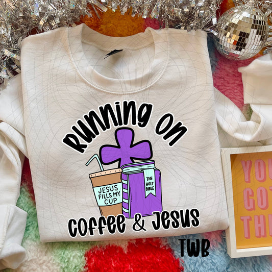 Running on Coffee and Jesus Aqua Purple 07115
