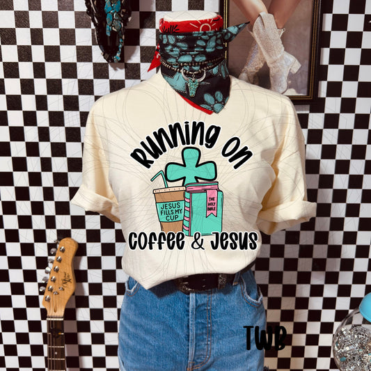 Running on Coffee and Jesus Teal Pink 07116