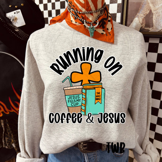 Running on Coffee and Jesus Aqua Orange 07114