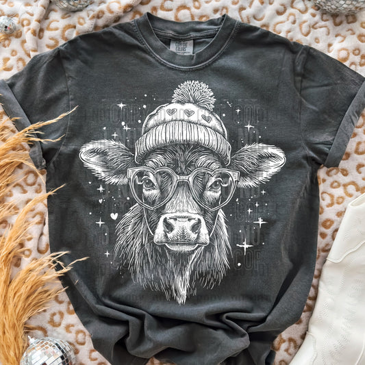 Highland Cow Grayscale Splatter 07138