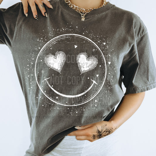 Heart Eyes Smile Grayscale Splatter 07139
