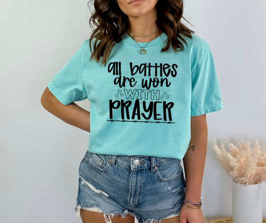 All Battles Are Won with Prayer Black 01781