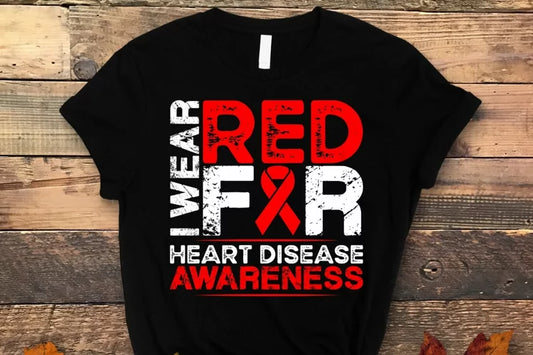 I Wear Red for Heart Disease Awareness Distressed 03585