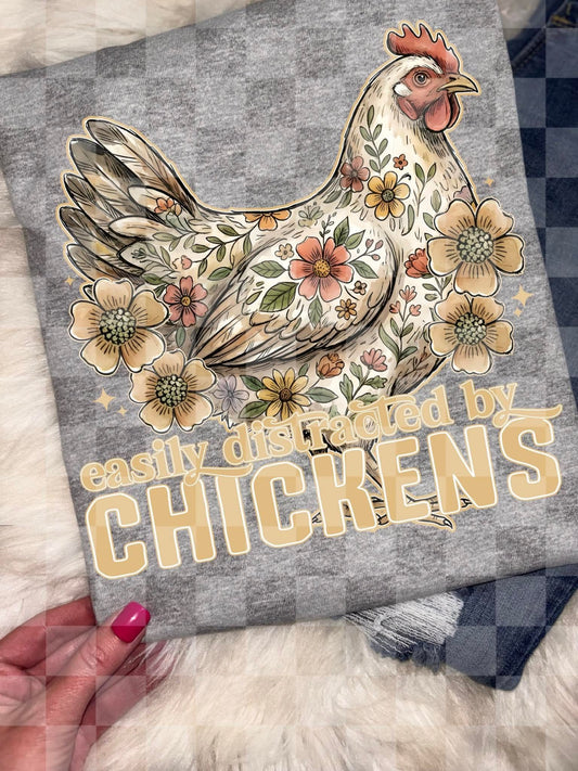 Easily Distracted by Chickens Floral 07360