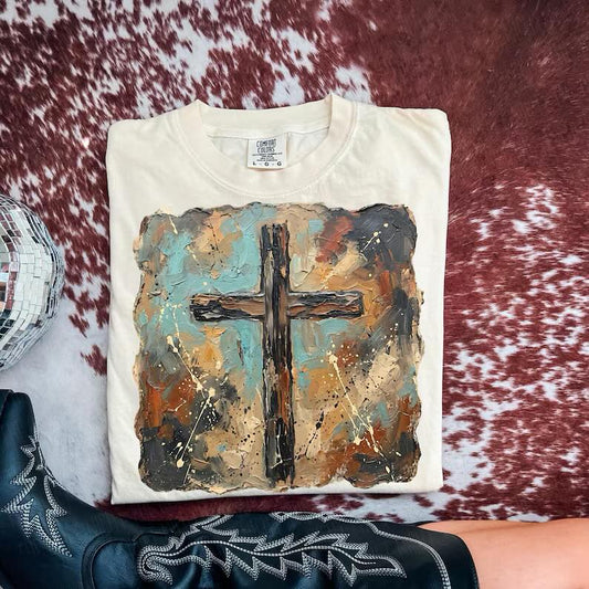 Rustic Painted Cross 07556