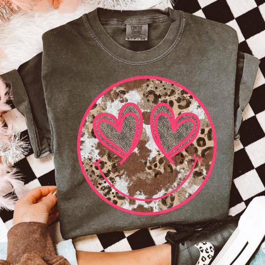 Cowhide Leopard Smiley Pink 07753