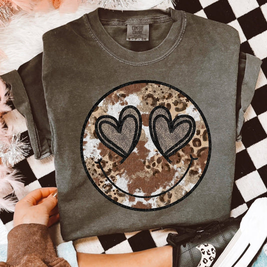 Cowhide Leopard Smiley Black 07751