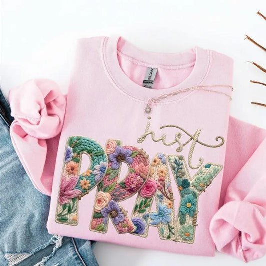 Faux Just Pray Floral 07820