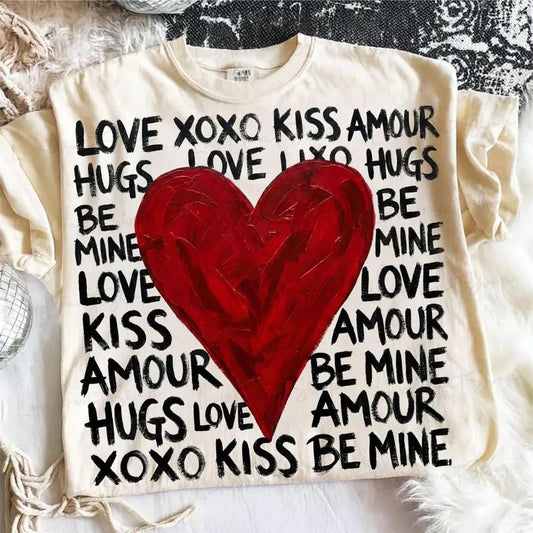 Valentine Words Watercolor Heart 08058