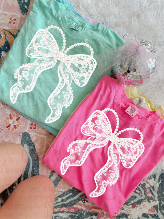 Lace Bow With Pearls 07494