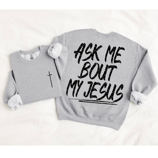 Ask me about my jesus with pocket (Black Text) 07518