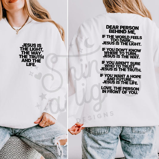 Jesus is the Way Dear Person Behind Me Black (Pocket Included) 07640