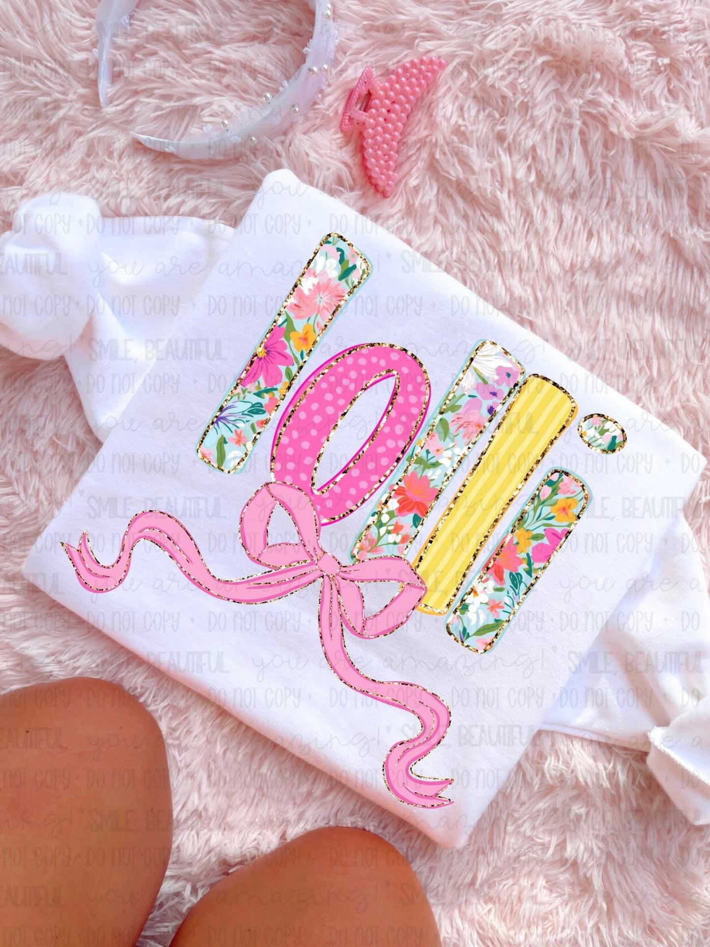 Floral Yellow + Pink Name Titles (Choose Yours) 07953