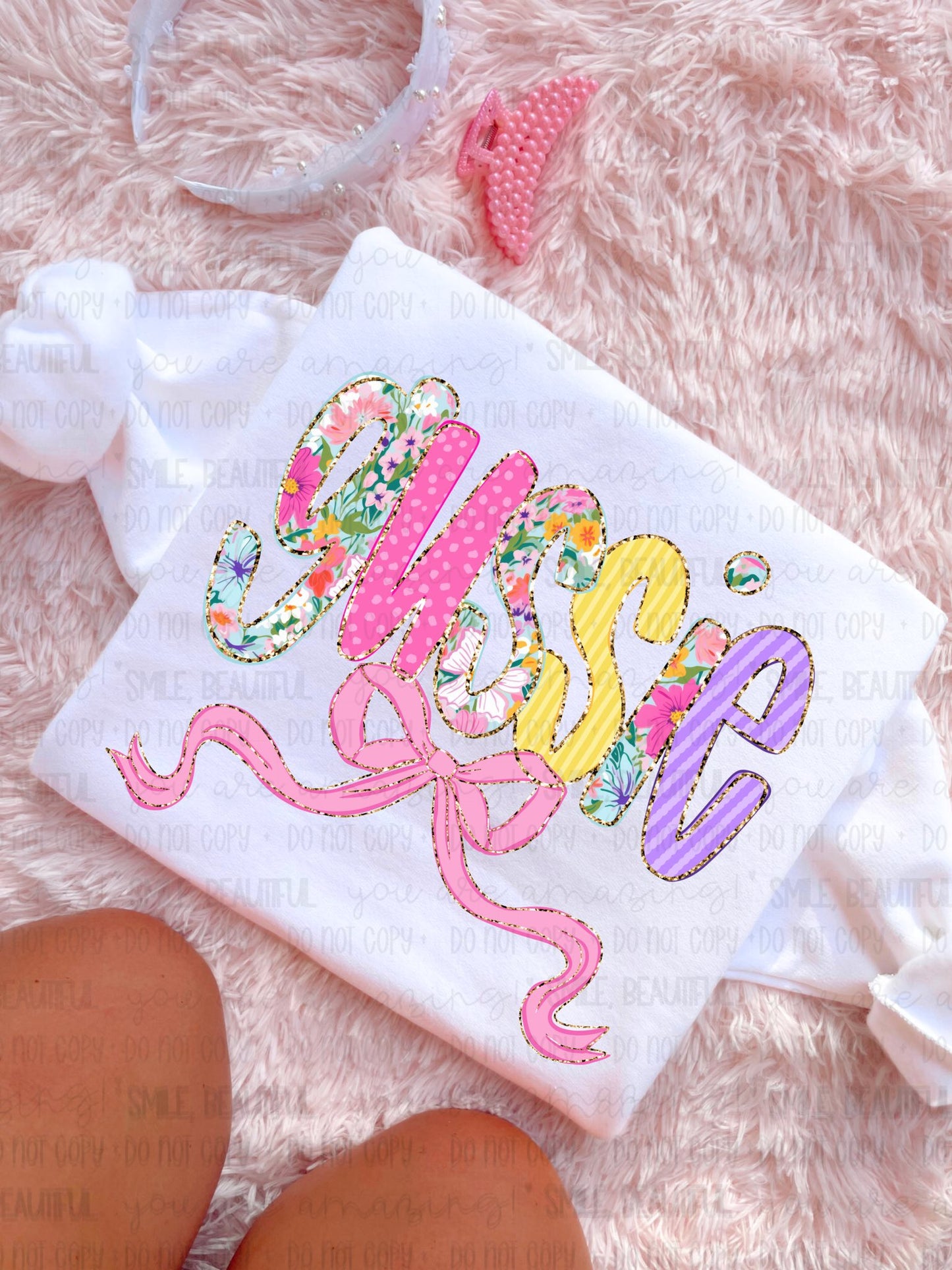 Floral Yellow + Pink Name Titles (Choose Yours) 07953