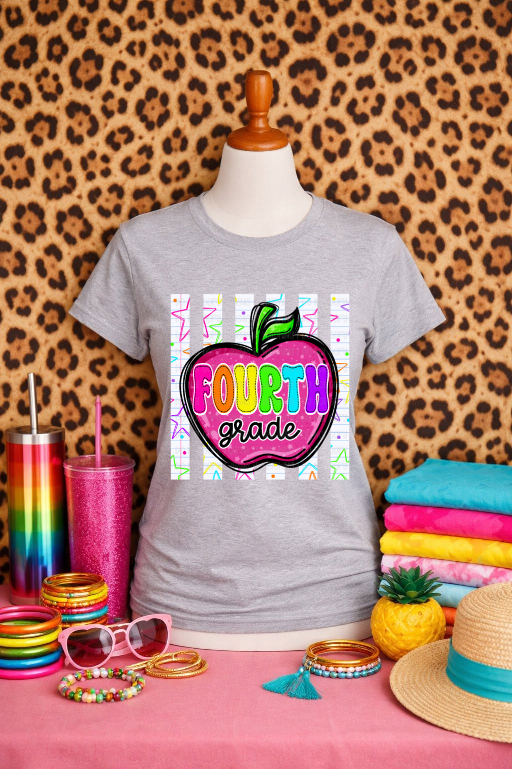 Preppy Pink Apple Stripes Grade Levels (Choose Yours) 08846