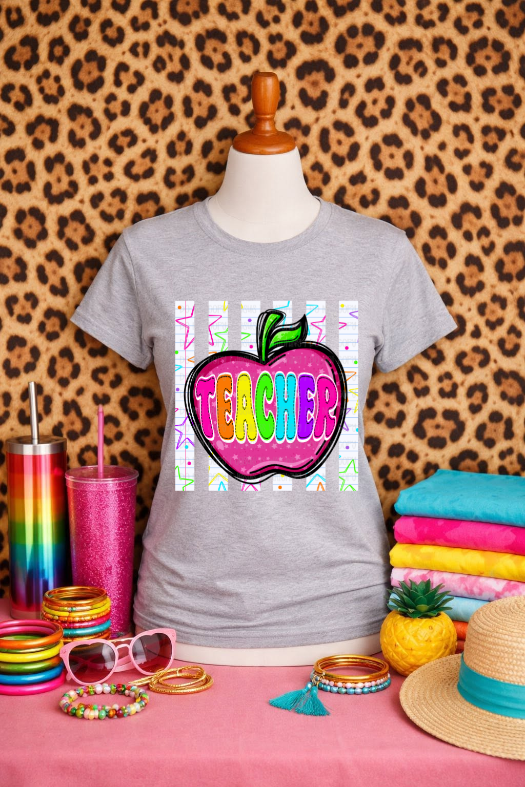 Preppy Pink Apple Stripes Title Occupation (Choose Yours) 08847
