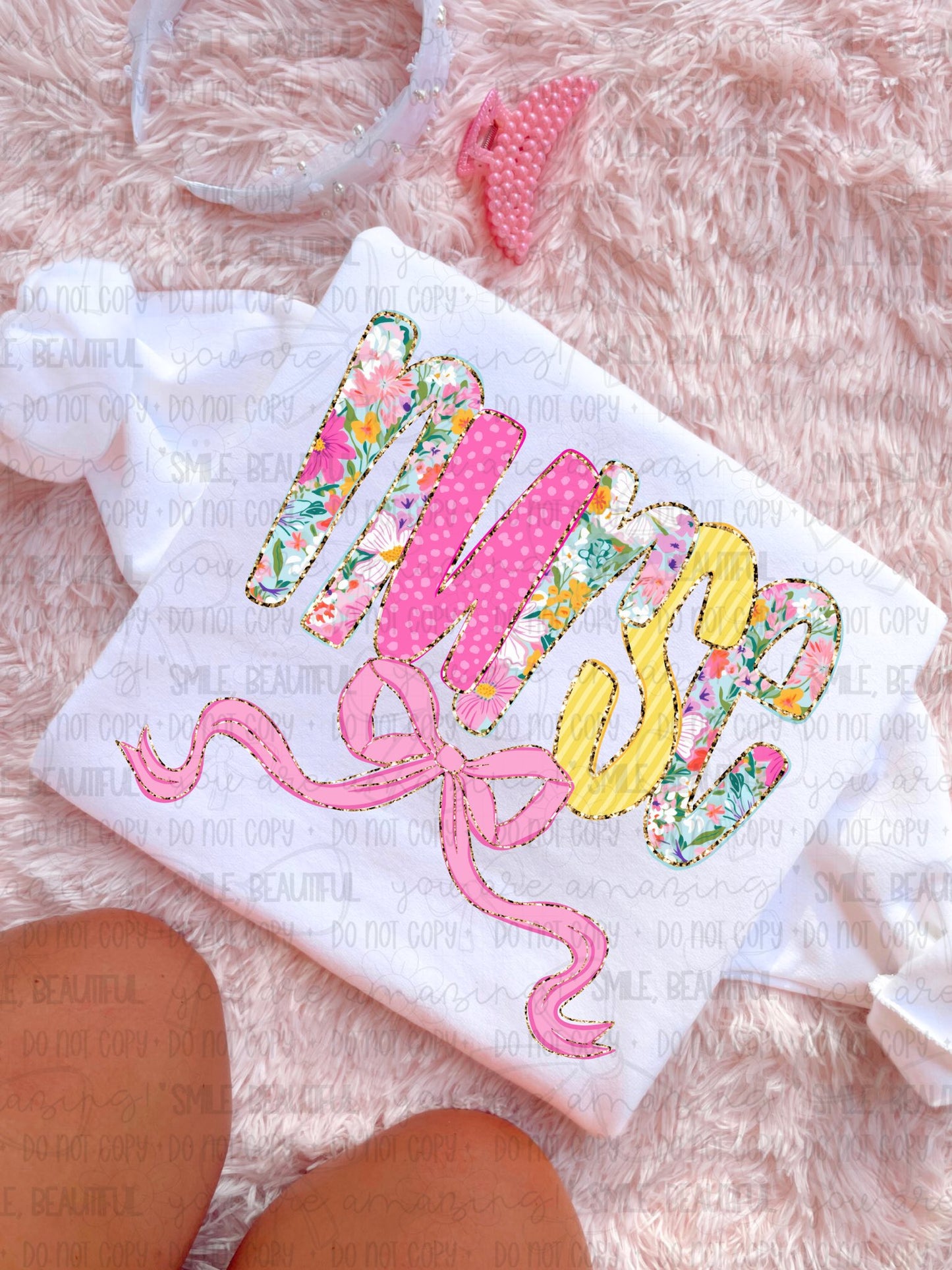 Floral Yellow + Pink Name Titles (Choose Yours) 07953